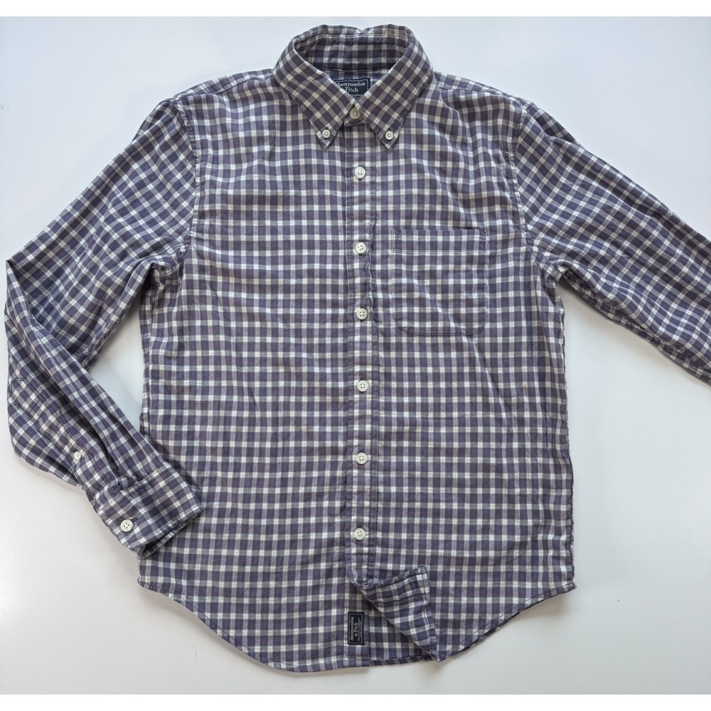 ABERCROMBIE &‎ FITCH Plaid Button Down Flannel Shirt Mens Small Purple